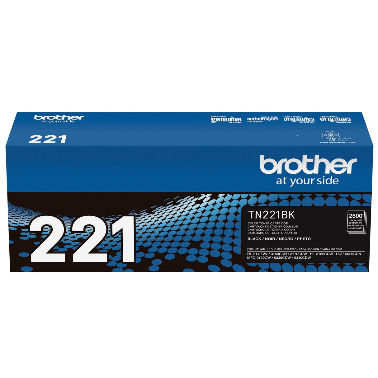 Brother Genuine Standard Yield Toner Cartridge, TN221BK, Replacement Black Toner, Page Yield Upto 2,500 Pages, Amazon Dash Replenishment Cartridge, TN221 Brother