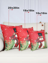 Double-Sided Print Christmas Pillow Covers 18''x18'', Set of 4, 8 Christmas Patterns Christmas Tree, Snowman, Snowflakes, Merry Christmas, Deer, Santa Claus,Truck, Let It Snow, Soft Linen Material TOYPOPOR