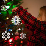 36pcs Snowflakes-Christmas Tree Decorations, Snowflake Ornaments for Tree, Plastic Glitter White Snow Flakes Ornaments, Christmas Indoor Winter Wonderland Decor kockuu