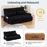 MAXYOYO Adjustable Floor Sofa Couch with 2 Pillows, Multi-Functional Bean Bag Bed, 5-Position Foldable Lazy Sofa Sleeper Bed with Armrest, Versatile Floor Seating for Reading, Black, Double MAXYOYO