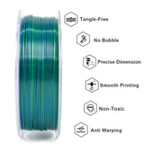 Geeetech 3D Printer Silk PLA Dual Color Filament,Metal-Like Shiny Silk Filament 1.75mm 1kg (2.2lbs) Spool,Dimensional Accuracy +/- 0.03 mm,Silk Blue Green Geeetech