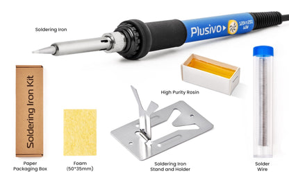 Soldering Iron Kit Electronics, Adjustable Temperature Soldering Iron 60W, Solder Wire, Solder Paste, Mini Stand from Plusivo