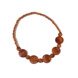 COLORFUL BLING Natural Chunky Wooden Beads Statement Necklace Boho African Tribal Collar Choker Bib Necklace Hippie Vacation Jewelry for Unisex Men Women-dark interval COLORFUL BLING