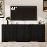 Modern Farmhouse Buffet Cabinet with Storage, 42" Large Sideboard Storage Cabinet with 3 Barn Doors, Coffee Wine Bar Cabinet Wood Table Credenza with Adjustable Shelf for Kitchen Dining Living Room Vividwood