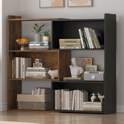 NAIYUFA 4-Tier L-Shaped Corner Bookshelf with LED Lighting - Versatile Storage Solution for Home & Office - WoodArtSupply