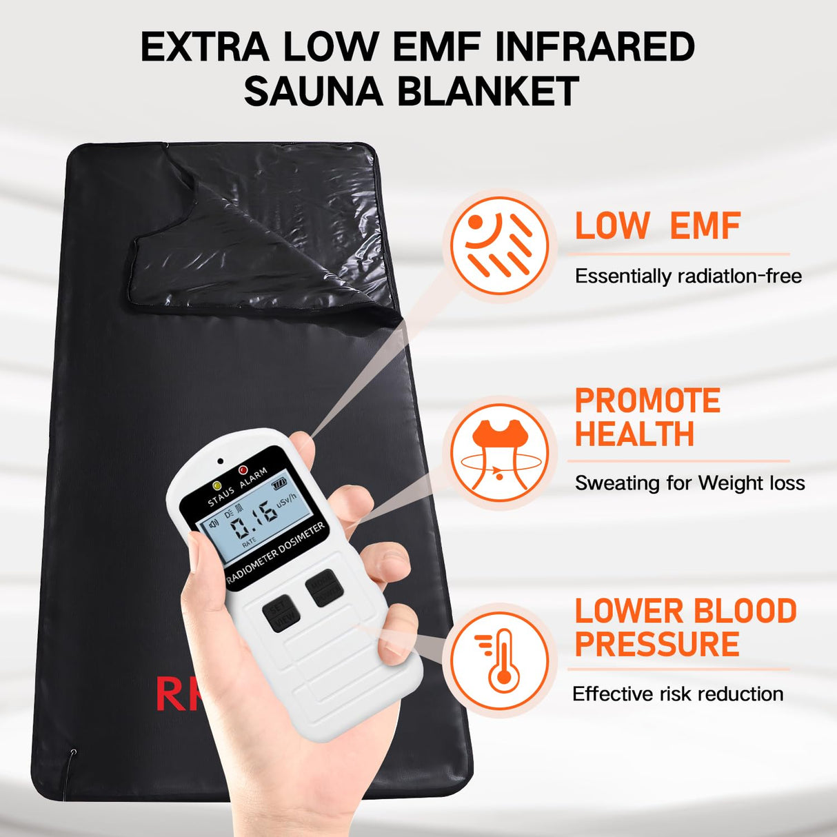 RRGFB Low EMF Portable Infrared Sauna Blanket for Detox and Home Relaxation, Adjustable 1-60 Min Timer, 95-167℉ Temp Range, 6 ft x 2.95 ft, Durable PU Leather Cover RRGFB
