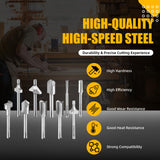 Caelum 10 Pcs HSS Router Carbide Engraving Bits, 1/8"(3mm) Shank, Milling Cutter Bit Set, Rotary Tools Set, for Dremel Tool Accessories, Tools for DIY Woodworking, Edge Grooving, Drilling, Trimming CAELUM