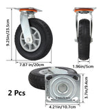 WOPPLXY 8 Inch Casters Set of 2 Heavy Duty Caster Wheels, 360-degree Swivel Casters, Caster Wheels for for Cart Furniture and Workbench (Load 3000Lbs) WOPPLXY