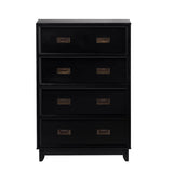 Walker Edison Orin Contemporary 4-Drawer Tall Solid Wood Dresser, 42 Inch, Black Walker Edison