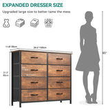 YITAHOME 8 Drawers Fabric Dresser, Furniture Storage Tower Cabinet, Organizer for Bedroom, Living Room, Hallway, Closet, Sturdy Steel Frame, Wooden Top, Easy-to-Pull Fabric Bins YITAHOME