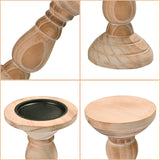 Yorkmills Pillar Candle Holder Set of 3, Farmhouse Decor Living Room Tall Candle Holders for Pillar Candles, Wood Candle Holders for Table Centerpieces Tan Home Decor Kitchen Dining Room Table Decor Yorkmills
