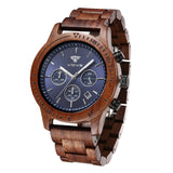 VICVS Men's Wooden Watch, 100% Natural Wood Watch, Japanese Quartz Movement with Date Display Chronograph Function, (Sandalwood) VICVS