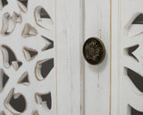 LKTART 44" Sideboard Buffet Cabinet, Farmhouse Accent Storage with 3 Hollow Carved Doors for Living/Dining Room,Kitchen Antique White LKTART