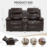 P.H.Furn Recliner Sofa, Reclining Loveseat Sofa with Massage & Heat, Reclining Couch with Side Pockets, Extra Storage, Cup Holders for Living Room P.H.Furn