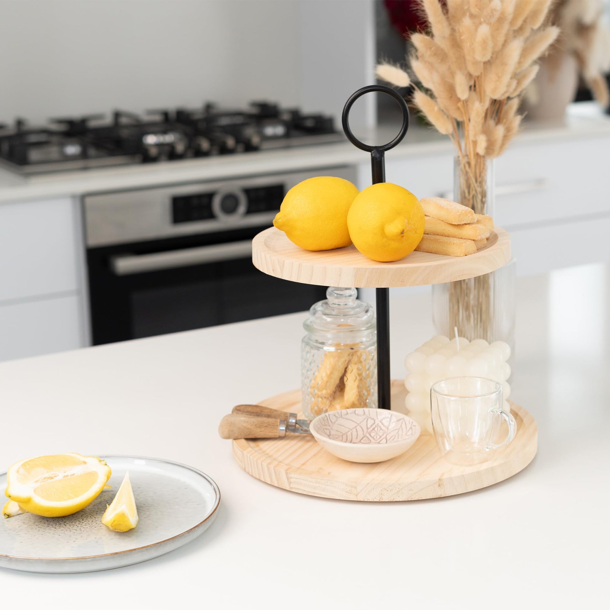 Decorative Wooden Tiered Tray Stand - Beautiful Two Tiered Coffee Table Serving Tray Enhances Your Seasonal Modern Farmhouse Decor - The Perfect Centerpiece for Your Fall Table Decorations - WoodArtSupply