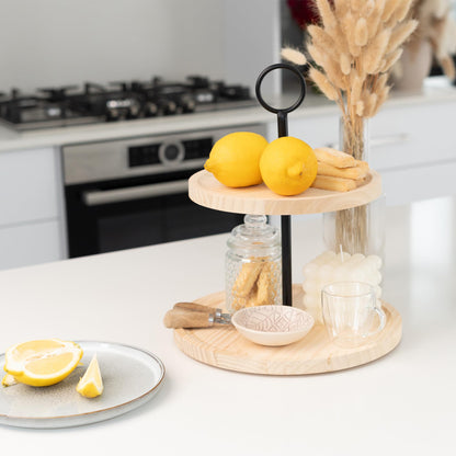 Decorative Wooden Tiered Tray Stand - Beautiful Two Tiered Coffee Table Serving Tray Enhances Your Seasonal Modern Farmhouse Decor - The Perfect Centerpiece for Your Fall Table Decorations - WoodArtSupply