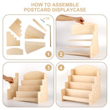 Exood Greeting Card Organizer Display Stand ,Multi-Purpose sticker display stand for vendors , Counter Retail Display Rack , 4-Tiered Wooden Display stand for postcard /Brochure/Photos/Picture Exood