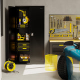 EazeHome Metal Garage Storage Cabinet, 72" Tall Steel File Cabinet with 2 Lockable Doors and Adjustable Shelves, Heavy Duty Tool Cabinet for Garages, Offices, Kitchens, Gyms, Black EazeHome