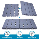 Spurtar Plastic Interlocking Deck Tiles 9 Pack (11.3"x11.3"), Decking Tiles Outdoor Waterproof for All Weather Use - Suitable for Patio Garden Poolside Front/Back Yard Porch Pool Balcony Backyard Grey Spurtar