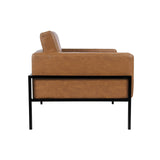 HomePop Modern Metal Frame Accent Chair Home Décor|Accent Chairs for Living Room & Bedroom - Carmel Faux Leather HomePop