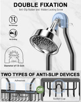 MSAICOE Shower Caddy Hanging - Never Rust Shower Hanging Organizer - Aluminum Over the ShowerHead Caddy with Soap Basket and 6 Hooks for Razor/Sponge (Black) MSAICOE