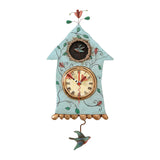 Enesco Allen Designs Birdhouse with Flowers Cuckoo Wall Clock - Battery Operated Pendulum Analog Clock, Stone Resin Decorative Clocks for Walls Home Decor Kitchen Clocks, 14.9 Inch Enesco