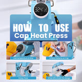 AKEYDIY Auto Hat Heat Press Machine for Caps with 3pcs Interchangeable Platens 3-in-1 Automatic Cap Press w/Knob-Style Digital Controller & Auto Open & Release, Heat Transfer Printing for Caps AKEYDIY
