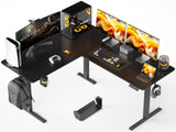 WALKINGDESK 63x55 Inches Reversible L Shaped Standing Desk, Height Adjustable With Cup Holder, Electric Corner Computer Workstation, Sit Stand up Home Office, Ergonomic Gaming, Black WALKINGDESK