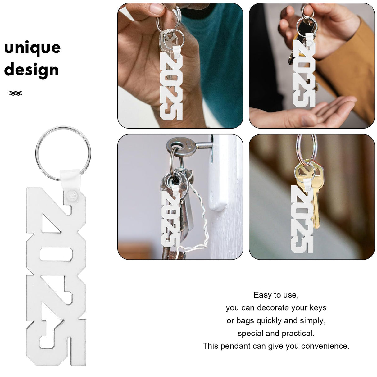 LUOZZY 30 PCS 2025 Sublimation Keychain Blanks for DIY Crafts Heat Transfer Sublimation 2025 Keychain Customized Key Ring for 2025 New Year Graduation LUOZZY