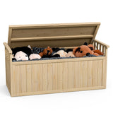 Oarlike 55 Gallon Wooden Deck Box, Outdoor Storage Box for Patio Furniture, Waterproof Backyard Storage Bench for Cushions, Toys, Garden Tools & Pool Accessories (Natural Wood) Oarlike