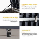 DWVO Large Deck Box 120 Gallon Waterproof Outdoor Storage Box, Extra Large Outdoor Storage Bin, Resin Louvered Patio Storage for Outdoor Pillows, Garden Tools & Pool Supplies, Lockable, Black&Brown DWVO