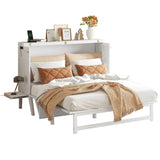 PVWIIK Queen Murphy Bed with Desk and Removable Shelves on Each Side, Murphy Bed Chest Murphy Bed Frame w/USB Port for Home Office, Studio or Guest Room,White PVWIIK