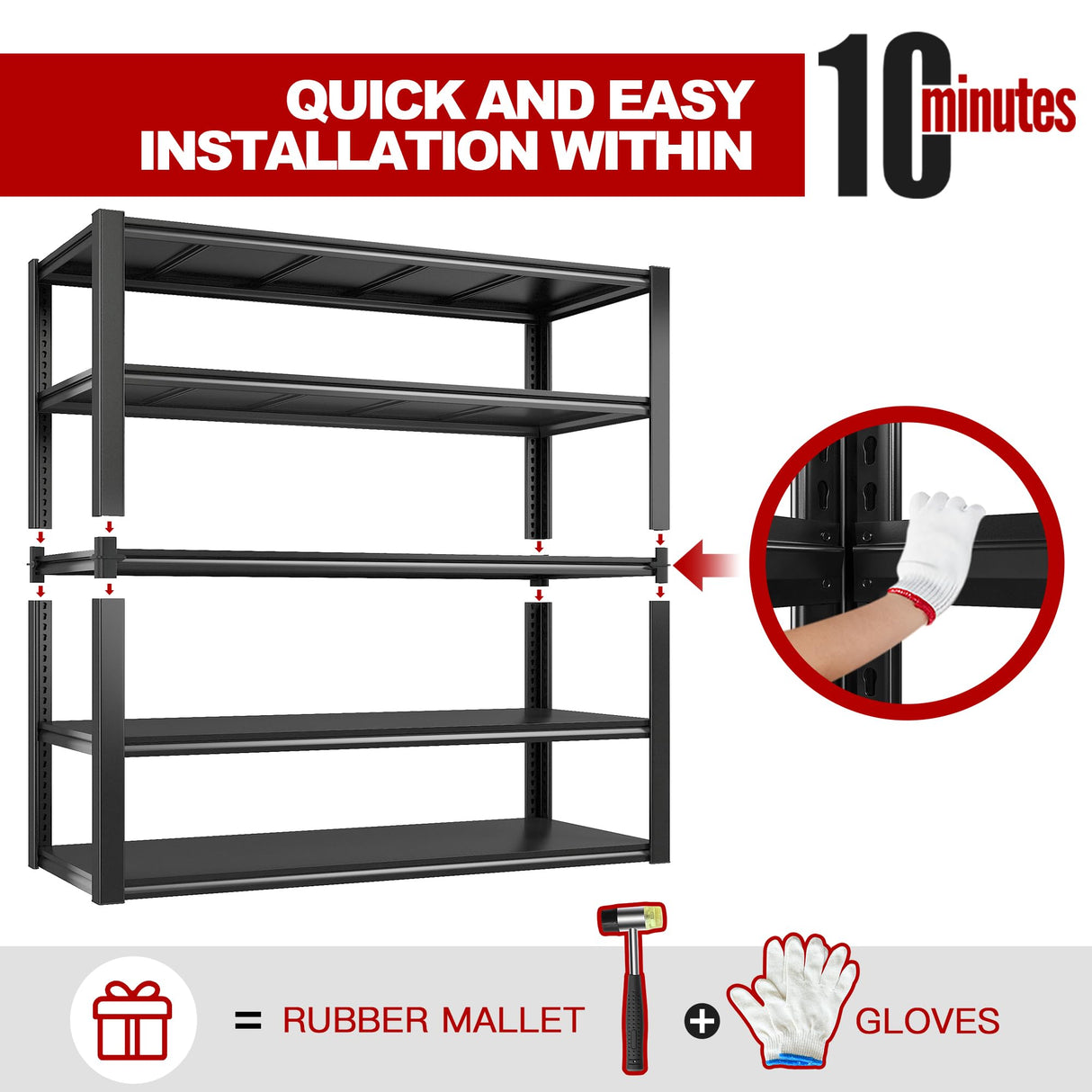 REIBII 48" W Garage Shelving 2500LBS Storage Shelves Adjustable Metal Shelving Heavy Duty Garage Shelves for Warehouse Pantry Basement 48" W x 72" H x 18" D, 2 Pack REIBII