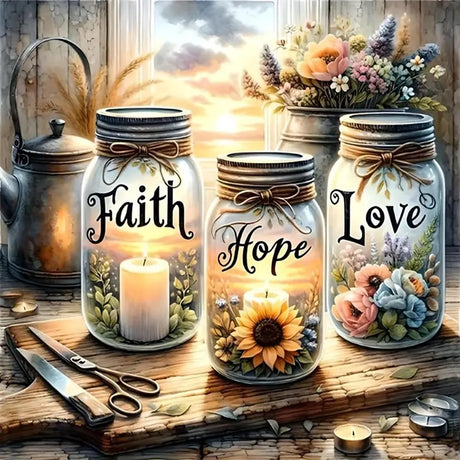 TOPMCYSG Faith,Hope,Love Diamond Art Kits for Adults,Inspirational 5D Diamond Painting Kits for Beginners,DIY Paint with Round Full Drill Diamond Dots Gem Painting for Adults,Home Decor 13.78x13.78 in TOPMCYSG