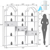 Nosepen 83.5" Tall Arched Bookshelf with 3 Drawers and 13 Storage Shelves, Industrial Open Book Shelf with Display Shelves, Large Etagere Bookshelf, Triple Wide Book Case for Home & Office, White Nosepen