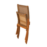 Patio Sense 64159 Sava Indoor Outdoor Folding Chair All Weather Wicker Low Slung Portable Seating Solid Acacia Wood Woven Seat & Back Indoors Porch Lawn Garden Fishing Sporting - Tan Webbing Patio Sense