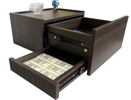 Lizipai Floating Nightstand Wall Mounted, Concealment Furniture,Night Stand with Drawer, Hanging Bedside Table （Night Falls Black-Left-Big） Lizipai