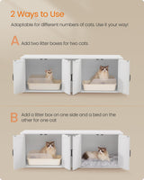 Feandrea Double Cat Litter Box Enclosure, Modern Cat Litter Box Furniture Hidden for 2 Cats, Front Entry, Cat House, Side End Table, TV Stand, 59 x 19 x 19.5 Inches, Cloud White UPCL010W01 Feandrea