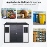 8x6 FT Outdoor Storage Shed, Resin Garden Shed with Thick Floor, Plastic Storage Shed with 2 Windows, Waterproof Outside Tool Shed with Lockable Hinged Doors for Backyard, Patio, Lawn, Black+White BNSPLY