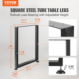 VEVOR 28 Inch Adjustable Furniture Legs, Square Reinforced Steel Office Table Legs Set of 2 for DIY, Max Load 1000 lbs Heavy Duty Desk Legs, Quick Instalation & Rich Accessories Legs Black VEVOR