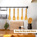 Wooden Spoons for Cooking 7-Piece, Kitchen Nonstick Bamboo Cooking Utensils Set, Durable and Healthy Bamboo Wooden Spatula Spoon for Cooking, Eisinly Eisinly