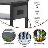 ZERDER Aquarium Stand with USB and AC Power Strip, Cabinet for Fish Tank Accessories Storage, Heavy Duty Metal Fish Tank Stand for Turtle Tank (Black, 40-50 Gallons) ZERDER