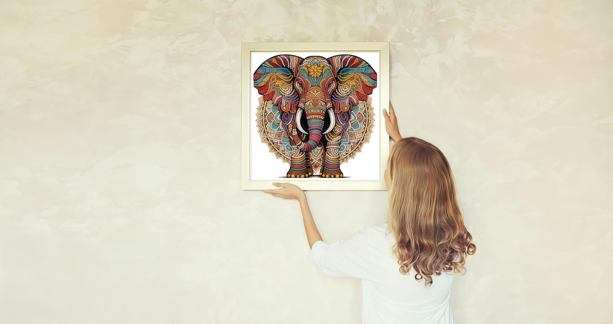 JYXSJYYD 5D DIY Special Shape Diamond Art Kits for Adults,Elephant Diamond Paintings Kits for Beginners,Paint by Diamonds Special Shape Crystal Art Crafts,Home Wall Art Decor 11.8x11.8 in. JYXSJYYD