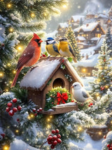 MBNTJHT Christmas Diamond Art Kits for Adults,5D Round Drill Cardinals Diamond Painting Kits for Beginners,Birds Snow Scene Gem Art Painting by Diamonds for Home Decor 12X16 Inch. MBNTJHT
