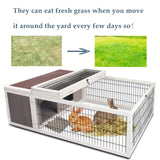 Tortoise House Habitat Wooden, Chicken Coop with Run Rabbit Hutch Small Animal Hutch Enclosure Indoor/Outdoor-Grey + White Trim Rockever