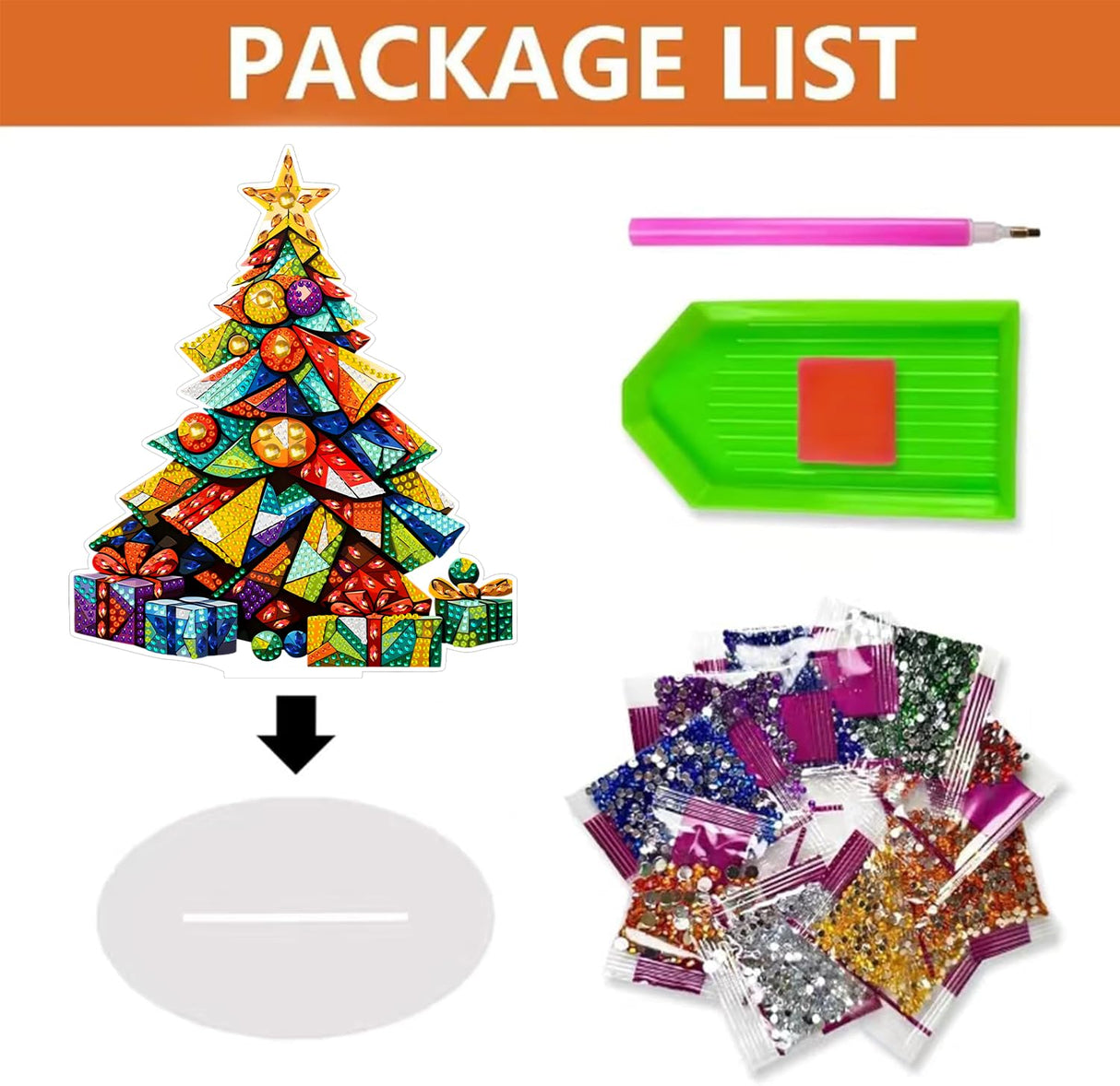 hyzsj DIY Diamond Desktop Ornament Christmas Tree, Crystal Diamond Art Painting Tabletop Ornaments Single Sided, Diamond Ornament for Adult Beginner Home Office Decor Crafts Gift hyzsj