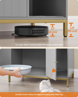 Feandrea Litter Box Enclosure, Modern Cat Litter Box Furniture Hidden, with Scratching Mat, Tall Legs, Cat House, Side End Table, 31.5 x 19.7 x 21.7 Inches, Dove Gray and Gold UPCL007H01 Feandrea