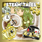 Steam Tales: Whimsical Steampunk Anime Coloring Book (Lunaria Anime Vibes) Majosta