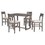 LUMISOL 5-Piece Grey Farmhouse Counter Height Dining Set with Upholstered Chairs LUMISOL