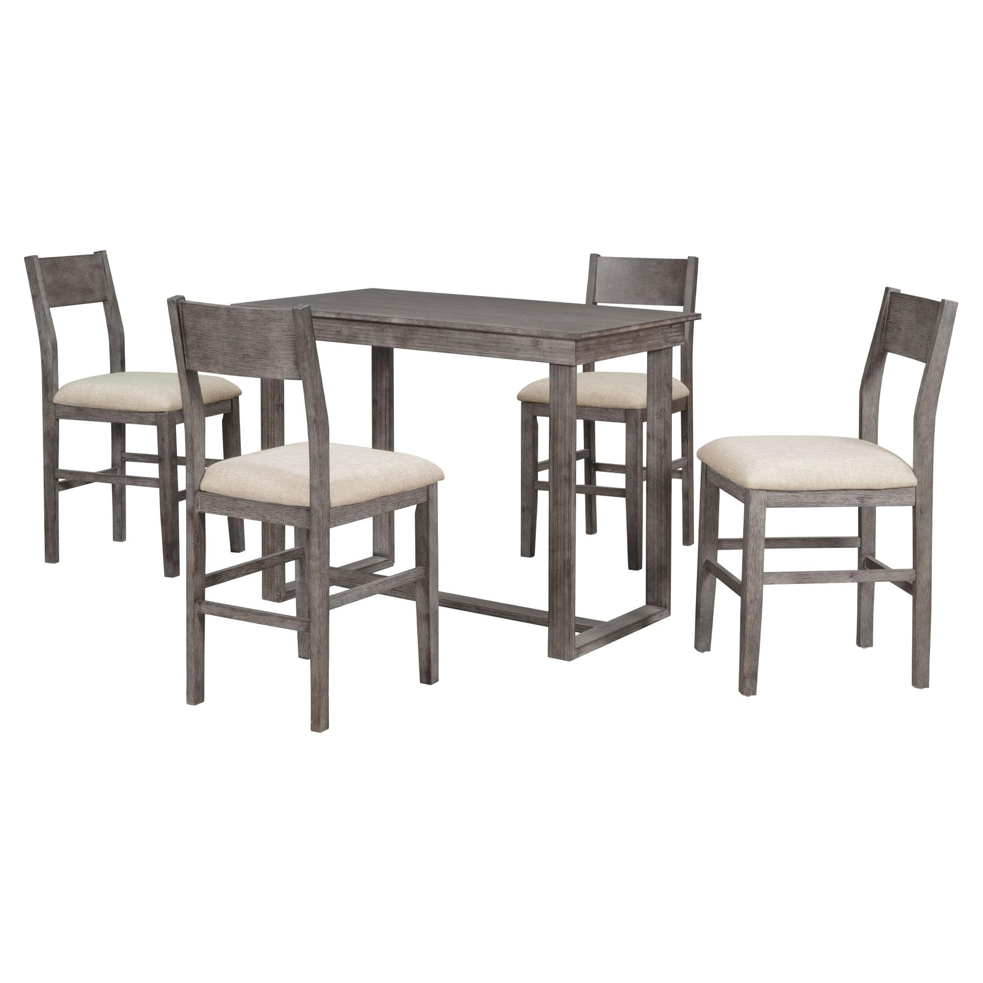 LUMISOL 5-Piece Grey Farmhouse Counter Height Dining Set with Upholstered Chairs - WoodArtSupply